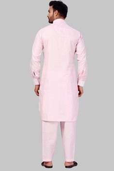 Product Features: Top Color: Baby Pink Bottom Color: Baby Pink Work: Solid Top Fabric: Fine poly and cotton mix Bottom Fabric: Fine poly and cotton mix Pack Of: 1 Pathani : 1 Salwar Occasion: Partywear Disclaimer: There will be slight difference in digital to actual image Solid Color Cotton Sets With Long Sleeves, Fitted Cotton Top For Eid, Fitted Cotton Long Sleeve Set, Pink Cotton Kurta For Spring, Plain Cotton Long Sleeve Sets, Casual Pink Cotton Kurta, Traditional Pink Cotton Sets, Plain Long Sleeve Cotton Sets, Fitted Pink Cotton Set