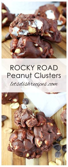 rocky road peanut clusters are stacked on top of each other