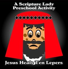 the jesus heals ten lepers logo on a black background with a red cape