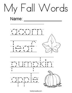 a worksheet with the words, my fall words