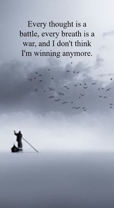 an image of a man rowing in the water with birds flying around him and quote