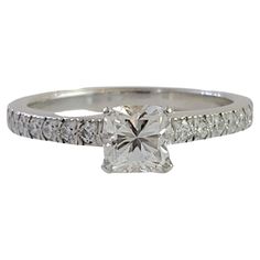 Brand Tiffany & co Type ring Gender women Condition pre-owned Ring size 4.5 Ring weight 3.7gr Material platinum Metal purity 950 Main stone diamond 0.47ct Clarity VS1 Diamond color H Retail price:$6000 Vs1 Diamond, Platinum Engagement Ring, Platinum Diamond Engagement Rings, Cushion Diamond, Platinum Engagement Rings, Tiffany And Co, Platinum Metal, Jewelry Rings Engagement, Tiffany & Co.