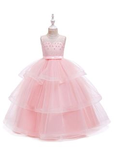 Silhouette Princess Neckline Jewel Hemline/Train Ankle-Length Back Details Zipper Fabric Tulle, Polyester Cotton Sleeve Length Sleeveless Fully Lined Yes Season Spring, Summer, Fall Weight 0.3kg Summer Princess Tiered Dress, Summer Tiered Princess Dress, Tiered Pink Princess Dress For Spring, Pink Tiered Princess Dress For Spring, Dresses Ankle Length, Sleeveless Flower Girl Dresses, Kids Silhouette, Princess Silhouette, Girls Dresses Online