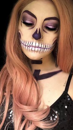 Glam Skeleton, Makeup Halloween Costumes, Halloween Skeleton Makeup, Pelottava Halloween, Makeup Ideas Halloween, Halloween Makeup Look