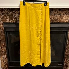 New Without Tags, Stretch Waist In Back Yellow Maxi Skirt For Day Out, Yellow High-waist Skirt For Summer, Casual Yellow Relaxed Skirt, Casual Yellow Maxi Skirt For Day Out, Casual High Waist Yellow Skirt, Yellow Relaxed Midi Skirt, Yellow Lined Maxi Skirt, Yellow Maxi Skirt With Lined Detail, Casual Yellow Lined Maxi Skirt