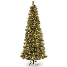 The Glittery Bristle® Pine Slim is a mixed branch tree featuring lightly flocked, and glittered bristle branches along with pine cones. The slim profile is a great for display in limited space areas. It is pre-lit with 400 warm white LED lights that are energy-efficient and long lasting. This tree features hinged branch construction for ease of assembly. Sturdy metal tree stand is included, for indoor display only. 9 Foot Christmas Tree, Christmas Tree Clear Lights, Slim Artificial Christmas Trees, Tiffany Green, Slim Tree, Slim Christmas Tree, Fir Christmas Tree, Pine Christmas Tree, Pre Lit Christmas Tree