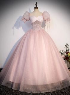 Pink Princess Dress, Off Shoulder Ball Gown, Pink Ball Gown, Quinceanera Dresses Pink, Jcpenney Dresses, Quinceanera Dress, Pink Sparkly, Beaded Bodice, Sweet 16 Dresses