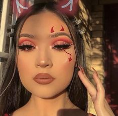 Devil Cute Makeup, Makeup Diabla, She Devil Makeup, Devil Makeup Look, Make Up Halloween