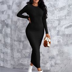 Ships In 3-4 Days Fabric : 97% Polyester 3% Spandex. Tag Xs Fits 2, S Fits 4, M Fits 6, Tag L Fits 8/10. Tag Xl Fits 12 Ribbed Bodycon Dress Outfit, Bodycon Dress Outfit Winter, Bodycon Dress Outfit, Dress Outfit Winter, Textured Bodycon Dress, Dress Outfits Party, Fitted Bodycon Dress, Body Con Dress Outfit, Hijab Style Casual