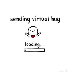 a white background with the words sending virtual hug loading