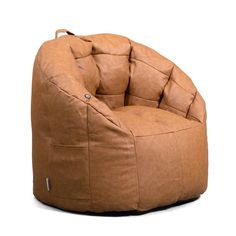 a brown bean bag chair on a white background