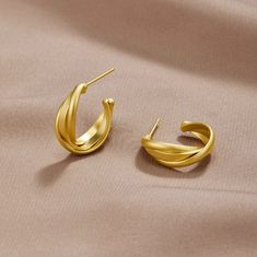 Matte Gold Twist Hoop Earrings - Beautiful Earth Boutique Twist Hoop Earrings, Free Earrings, Black Gift Boxes, Hypoallergenic Earrings, Classic Gold, Gold Hoop, Matte Gold, High Quality Jewelry, Go Out