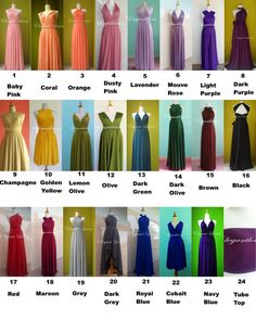 the different types of dresses on display