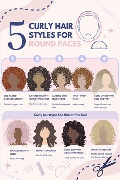 Round Face Curly Hair, Layered Curly Haircuts, Hair Styles For Round Faces, Chubby Face Haircuts, Curly Hair Trends, Curly Lob, Shoulder Length Curly Hair, Layered Curly Hair