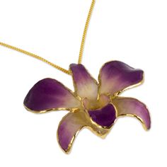 NOVICA - Pink And Purple Natural Orchid Flower Necklace Unique Orchid-colored Jewelry Gift, Unique Orchid-colored Jewelry As A Gift, Unique Orchid Colored Jewelry For Gift, Unique Orchid Jewelry For Gift, Orchid Flower Pendant Jewelry Gift, Orchid Flower Pendant Jewelry For Gift, Orchid Brooch, Dendrobium Orchid, Pin Necklace