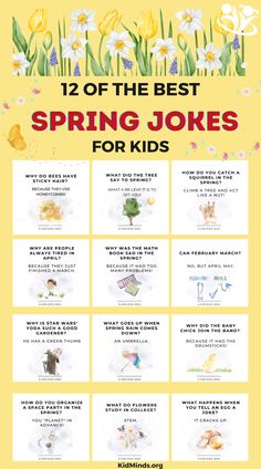 Engage your child's sense of humor with 12 spring jokes. Through laughter, you can bond with your kids and spread joy. These silly jokes will undoubtedly add a bit of fun to your spring. #kidsactivities #spring #springjokes #creativelearning #humor4kids #kidminds #laughingkidslearn Toddler Jokes, Spring Jokes, Happy List, Kids Jokes, Lunchbox Jokes, Nature School, Screen Free Activities, Facts For Kids