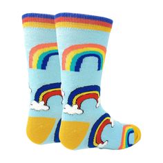 It's a Rainbow Socks | Kids | Crew | Oooh Yeah! Socks Multicolor Non-slip Comfortable Socks, Comfortable Multicolor Non-slip Socks, Comfortable Non-slip Multicolor Socks, Multicolor Socks For Gifts, Fun Winter Non-slip Socks, Fun Round Toe Socks For Playtime, Fun Non-slip Winter Socks, Multicolor Casual School Socks, Casual Multicolor School Socks