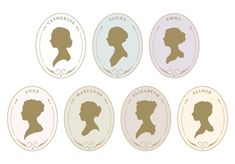 six silhouettes of women in different colors