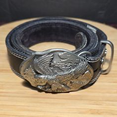 Add A Touch Of Vintage Western Style To Your Outfit With This 1989 Arroyo Grande Buckle Company Bald Eagle Pewter Buckle. The Intricate Design And Silver Color Make It A Perfect Accessory For Any Adult, Whether Male Or Female. Made In The United States, This Original Piece Is A Must-Have For Any Cowboy Or Western Enthusiast. The Buckle Comes With A Miranda Leather Belt With White Threading, Making It Easy To Wear And Complete Your Western Look. Just Beautiful, Please Review Pictures For Sizing A Western Look, Brown Silver, Vintage Western, Vintage Accessories, Leather Belt, Bald Eagle, Western Fashion, Silver Color, Cowboy