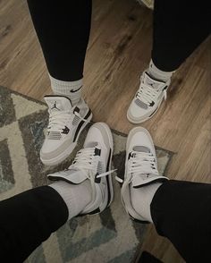 Couple Matching Shoes Jordans, Cute Jordan Shoes, Couples Nike Shoes, Matching Jordan 4s Couple, Jordans That Match With Everything, Jordan 4 What The, Jordan Couple Shoes, Matching Shoes For Couples Jordans, Sneaker Head Couple