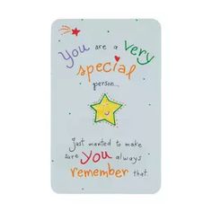 a card with the words you are a very special person and a star on it