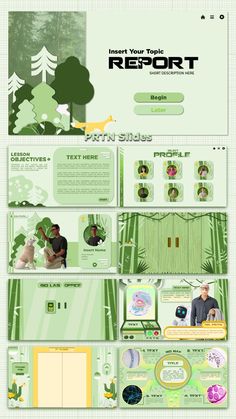 a green web page with trees and people on it