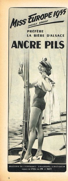 an old advertisement for the miss europe 1932's, featuring a woman in a bathing suit