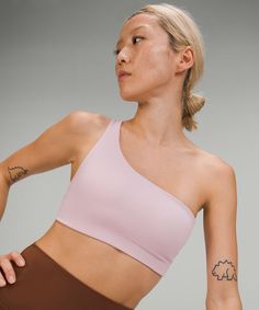 Tune in within. Made with a ribbed version of our buttery-soft Nulu™ fabric  this one-strap bra offers freedom of movement for an intentional practice. Pink Peony Lululemon, Sheer Leggings, Cropped Half Zip, B Cup, Pink Peony, Yoga Bra, Vest Fashion, Womens Bras, Black Friday Shopping