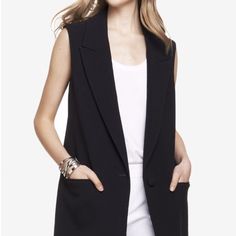 New With Tags. Semi-formal Sleeveless Outerwear With Pockets, Elegant Single-breasted V-neck Vest, Semi-formal Sleeveless Blazer With Hidden Button Closure, Semi-formal Sleeveless Vest With Hidden Button Closure, Elegant Stretch V-neck Vest, Sleeveless Coat, Suit Jackets, Blazer Suit, Suit Jacket