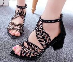 Bohemian Shoes, Womens Fashion Casual Summer, Costume Shoes, High Heel Wedges, Patent Leather Shoes, Thick Heel, Peep Toe Sandals, Fashion Sandals, Thick Heels