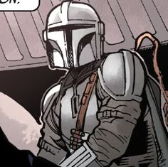 a star wars comic character with a helmet on