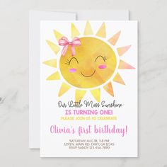 a little miss sunshine birthday party card