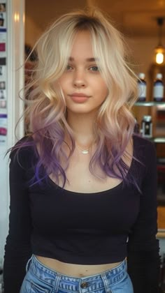 Color Craze: 30 Hair Color Ideas to Spark Your Creativity Dip Ends Hair, Colored Hair Peekaboo, Blonde Hair With Accent Color, Dyed Hair For Blondes Colour, Colorful Hair Dye Ideas For Blondes, Dip Dyed Hair Blonde, Colored Ends Of Hair Blonde, Blonde Hair Colored Ends, Blonde Hair With Red Tips Dip Dyed