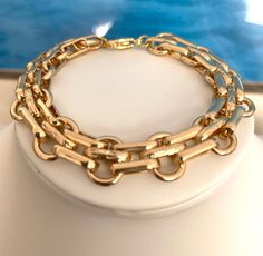 FREE SHIPPING! Gold or Silver Mixed Double Oval Link Chunky Chain Bracelet With Lobster Claw Clasp Choose your custom size choice. Link size: 12x19mm Thickness: Approx 5mm This bracelet is so beautiful! Lux Jewelry, Expensive Stones, Bracelets Design, Purple Gift, Real Gold Jewelry, Horse Jewelry, Link Chain Bracelet, Moonstone Bracelet, Pretty Bracelets