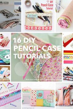 a collage of different items that include pens, pencils and paper bags with the words 16 diy pencil case