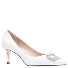 Womens Neya Ivory Satin Jeweled Mid-heel Classic Dress Pump  | Nina Shoes Ivory Pumps, Elegant Pumps, Wedding Pumps, Nina Shoes, Elegant Shoes, Evening Shoes, Pump Dress, Classic Dress, Mid Heel