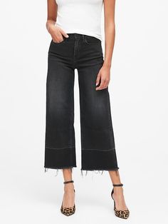 High-Rise Wide-Leg Cropped Jean | Banana Republic Cropped Jeans Outfit, Wide Leg Black Jeans, Banana Republic Style, Budget Outfits, Cold Style, Wide Leg Cropped Pants, Stone Cold, Wide Jeans, Teacher Outfits