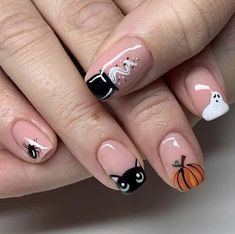 Pumpkin Nails, Nagel Tips, Colorful Nails, Halloween Nail Designs, Halloween Nail