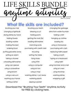 Life Skills Activities For Middle Schoolers, Basic Life Skills For Adults, Life Skills For Kids By Age, Daily Living Skills For Special Needs, Life Skills Activities For Adults, Daily Living Skills Activities, Life Skills Activities For Kids, Life Skills For Adults, Life Skills Centers