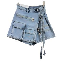 Multiple Fake Pockets Mini Denim Skirt Short - SHExFAB Y2k High Waist Skort With Pockets, Y2k Short Denim Skirt With Pockets, Y2k Style Mini Length Bottoms With Pockets, Y2k Mini Length Bottoms With Pockets, Y2k Mini Bottoms With Pockets, Y2k High Waist Mini Skirt With Pockets, Y2k High Waist Cargo Skirt With Pockets, Y2k High Rise Shorts With Pockets, Y2k High Waist Denim Skirt With Pockets