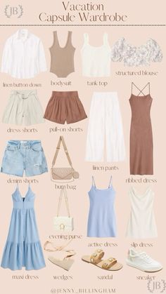 Women From Spain, Summer Basics 2024, 10 Day Vacation Outfits, Honeymoon Capsule Wardrobe, Honduras Outfit Ideas, Outfits For Portugal Spring, Quiet Luxury Beach Outfit, Hamptons Outfit Summer Classy, Spring Tourist Outfit