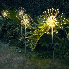 lighted garden stakers in the shape of fireworks