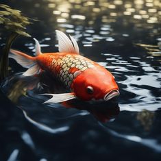 a red fish swimming in the water