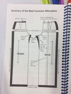 an open book with instructions on how to sew the top part of a shirt