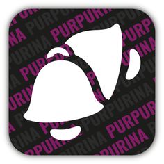 a black and pink logo with the words purimia on it's side