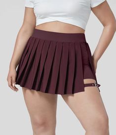 Breezeful™ High Waisted Pleated 2-in-1 Side Pocket Adjustable Buckle Quick Dry Mini Casual Plus Size Skirt Buckle Skirt, Plus Size Skirt, Dance Skirt, Golf Skirts, Cargo Skirt, Bleach Wash, Micro Mini, Plus Size Skirts, Faux Leather Skirt