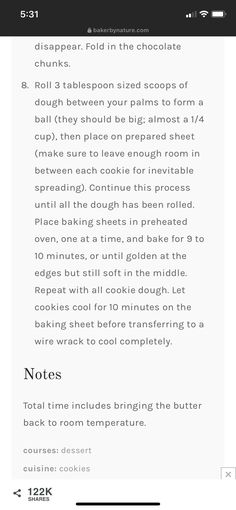 the recipe for chocolate cake is shown in this screenshote, with instructions to make it