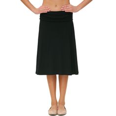 "Solid color A-line skirt is a great base for any top. Easy to pair with the tops you love and dress up or down! This skirt is pull on style, made of heavy weight cotton knit jersey, fold-over stretchy waist without zipper. It's not only comfy to wear with, but also makes your tummy look flat! Our versatile fold-over, a-line skirt is perfect for everyday wear. Can be made longer by not folding over the waist or shorter by folding over the waist band. The waist band is a yoga band, meaning no ela Skirt School, Everyday Skirts, Yoga Band, Plus Size Skirt, Slim Skirt, Skirt Plus Size, Skirt Knee Length, Plus Size Skirts, Summer Skirts