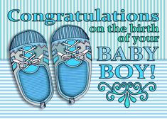 congratulations card for baby boy with blue shoes