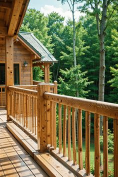 Classic Wooden Deck Railing Log Home Deck Railing Ideas, Cedar Log, Steel Deck